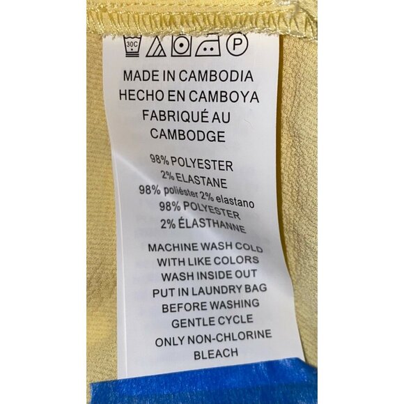 Michael Kors Womens Pale Sunflower Yellow Button Front Smocked Hem Blouse XL - Picture 6 of 8